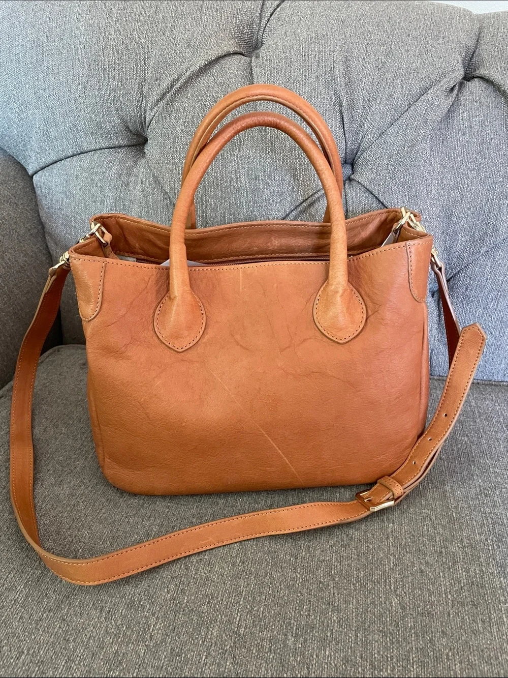 Mark & Graham Classic Leather Satchel Handbag with Crossbody Stap